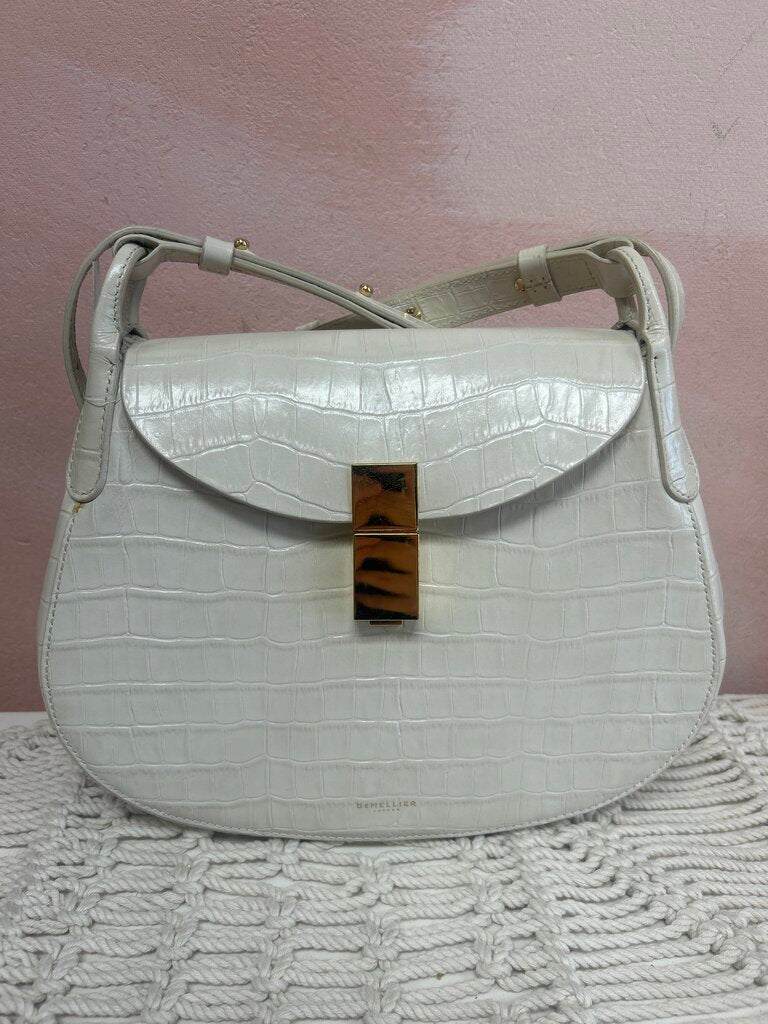 Demellier Embossed Faux Croc Shoulder Bag