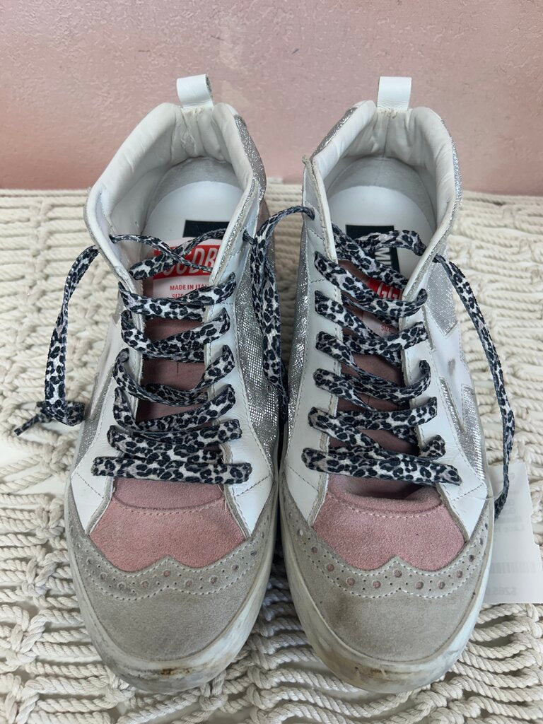 Golden Goose Metallic Cheetah Lace Hi-Top