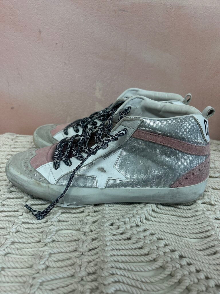 Golden Goose Metallic Cheetah Lace Hi-Top