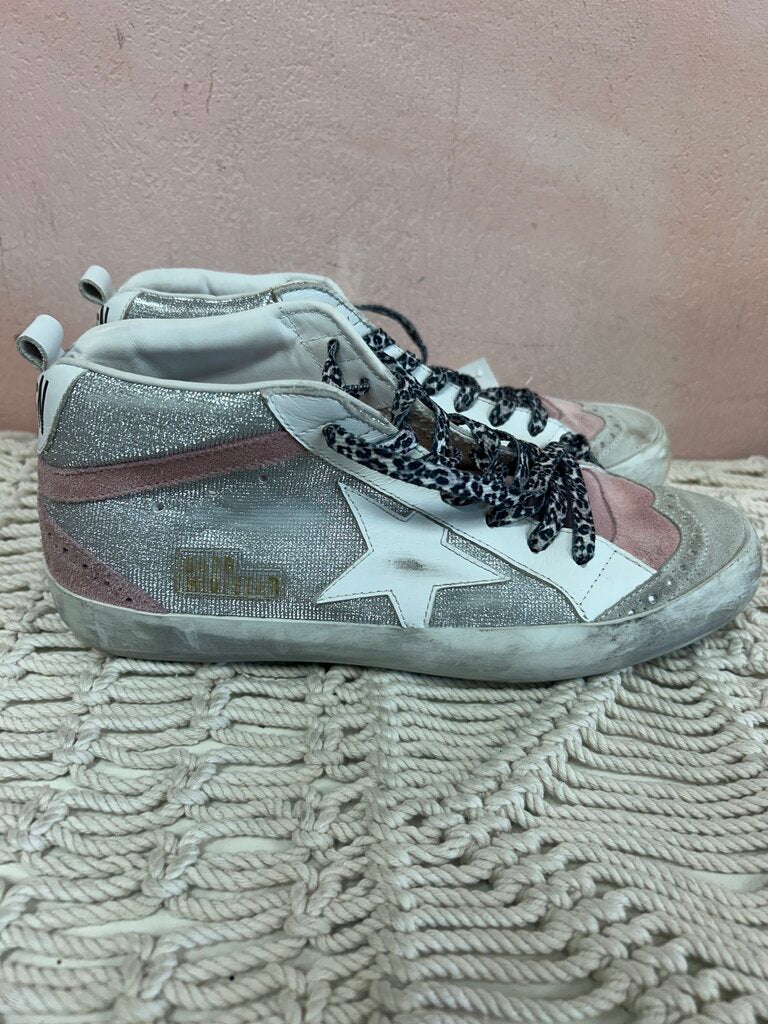 Golden Goose Metallic Cheetah Lace Hi-Top