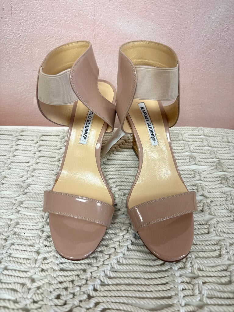 Manolo Blahnik Patent Wedge Sandals