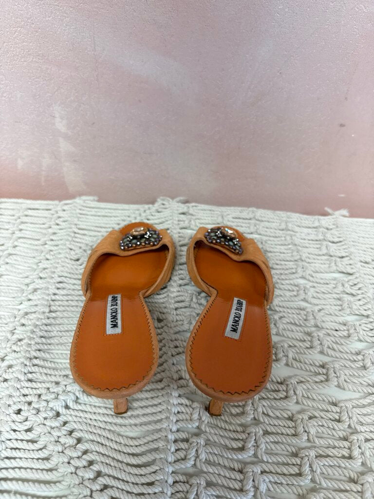 Manolo Blahnik Suede Embellised Heel