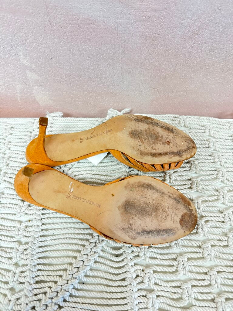 Manolo Blahnik Suede Embellised Heel