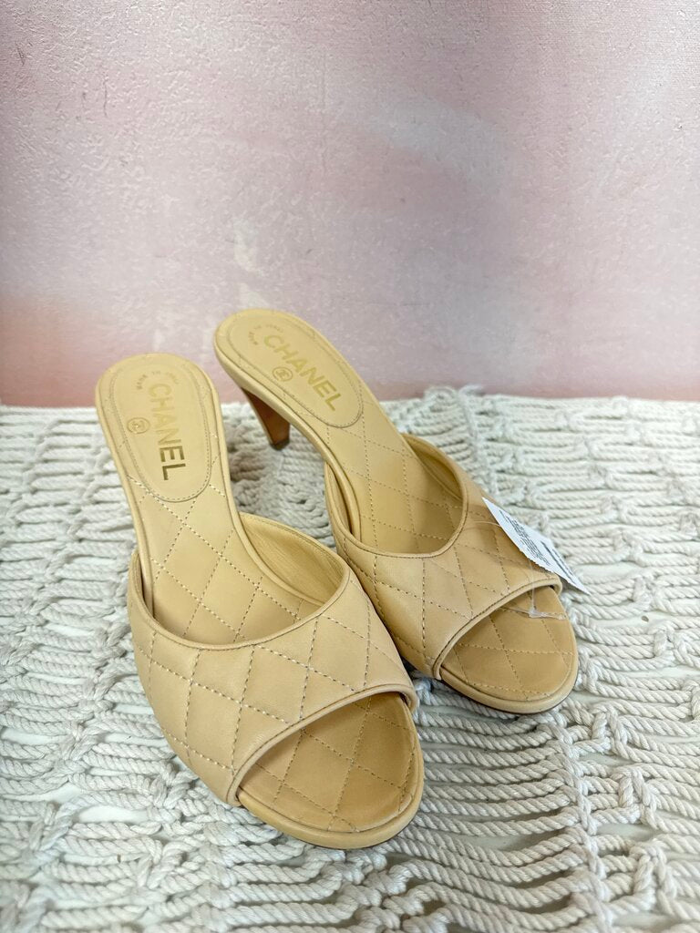 Chanel Quilted Kitten Heel Sandal (As Is)