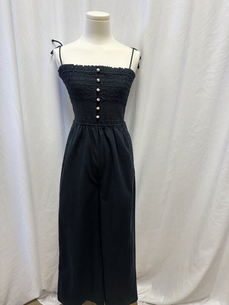 Maeve Black Smocked Jumpsuit