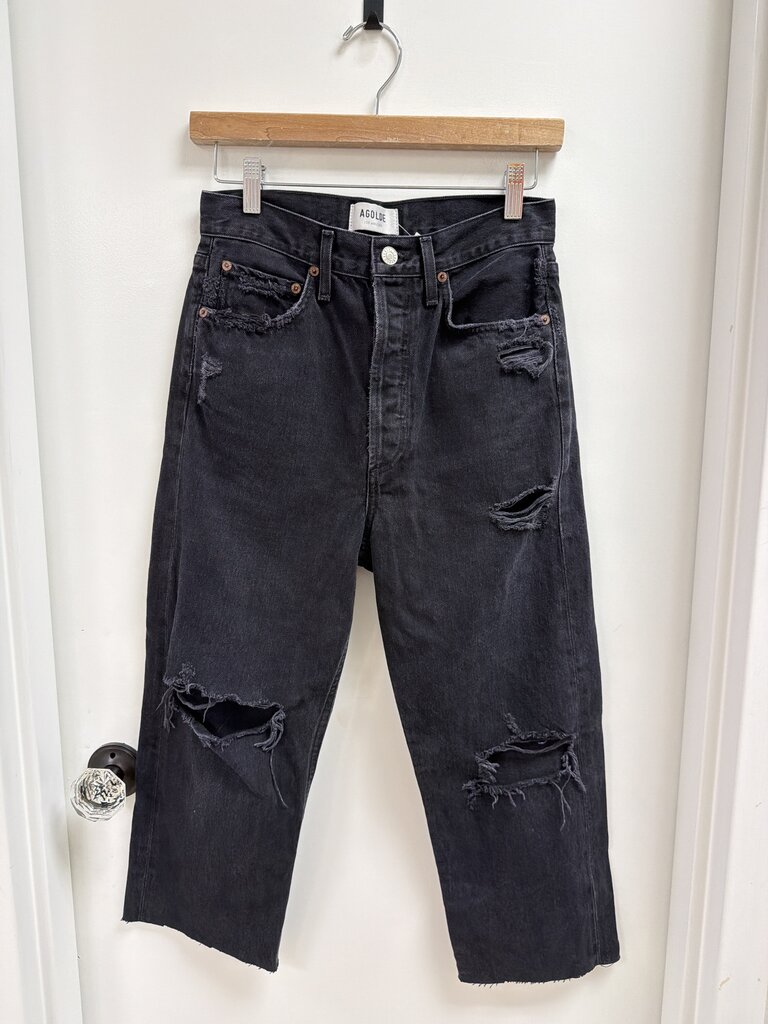 Agolde Distressed Cropped Wide Leg Jean