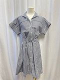 Kal Rieman Blue Striped Belted Dress