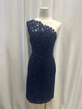 Shoshanna Blue Lace One Shoulder Dress