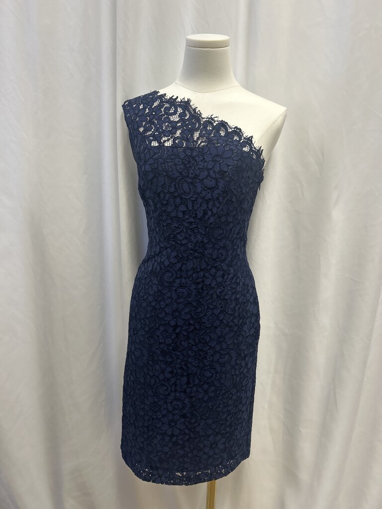 Shoshanna Blue Lace One Shoulder Dress