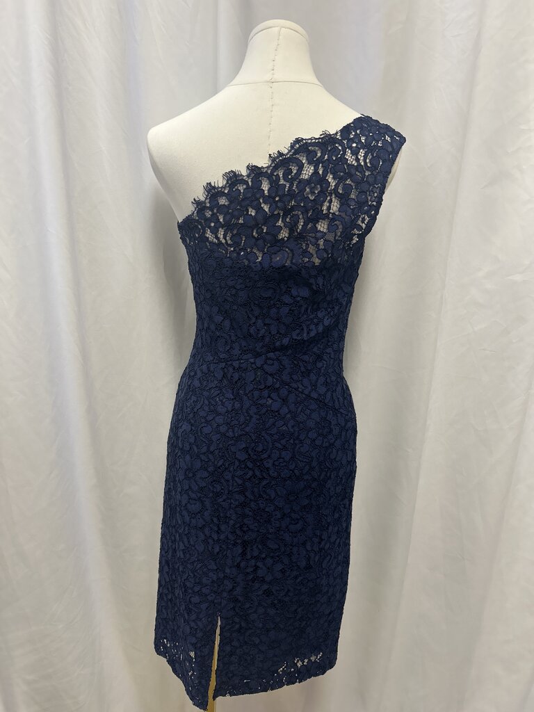 Shoshanna Blue Lace One Shoulder Dress