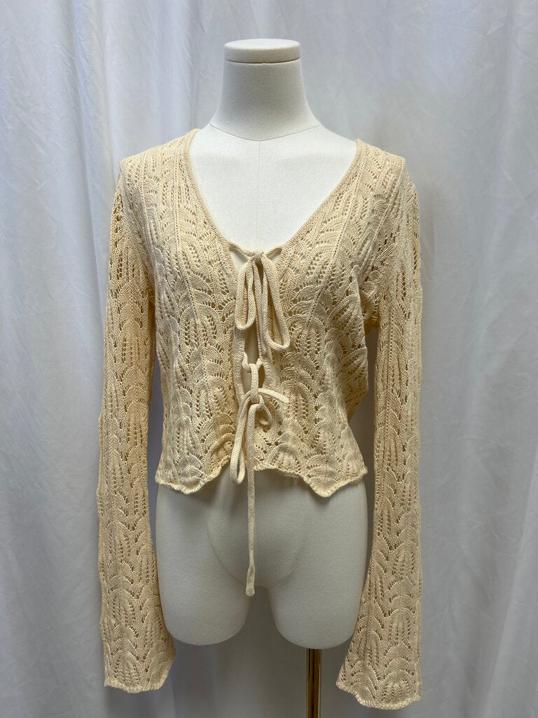 The Garment Cotton/Linen Blend Crochet Tie Front Top