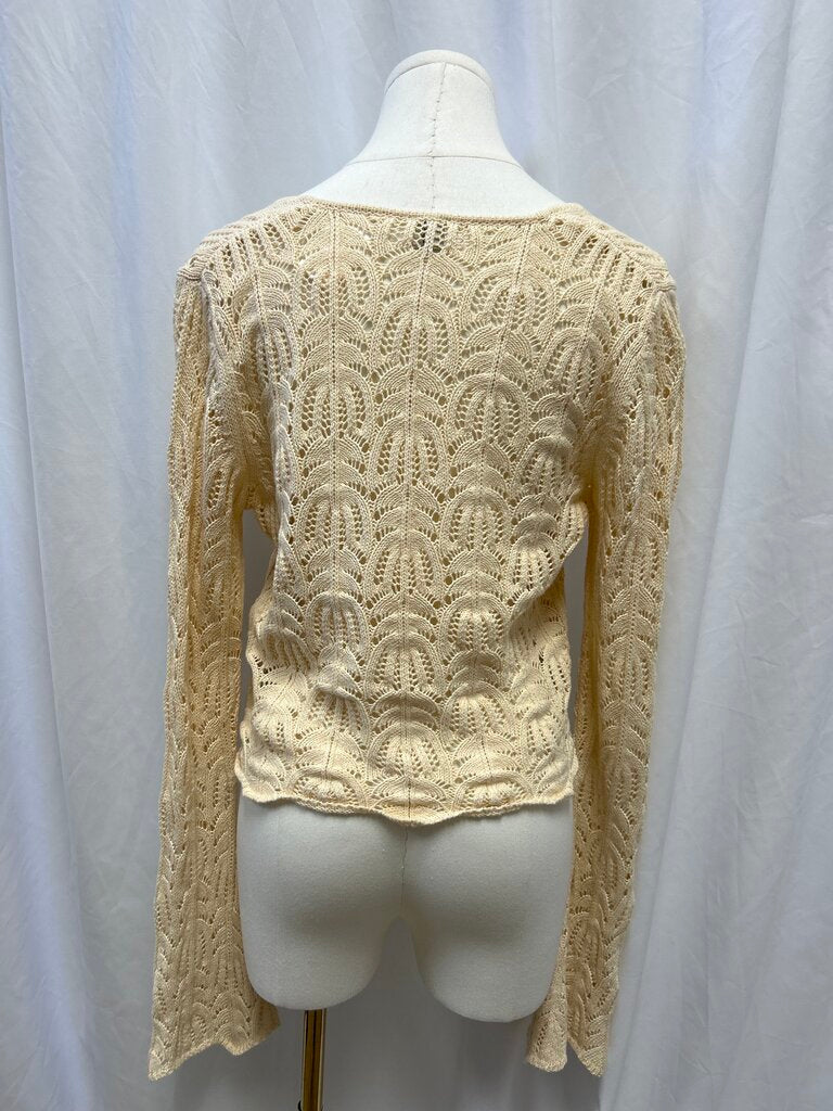 The Garment Cotton/Linen Blend Crochet Tie Front Top