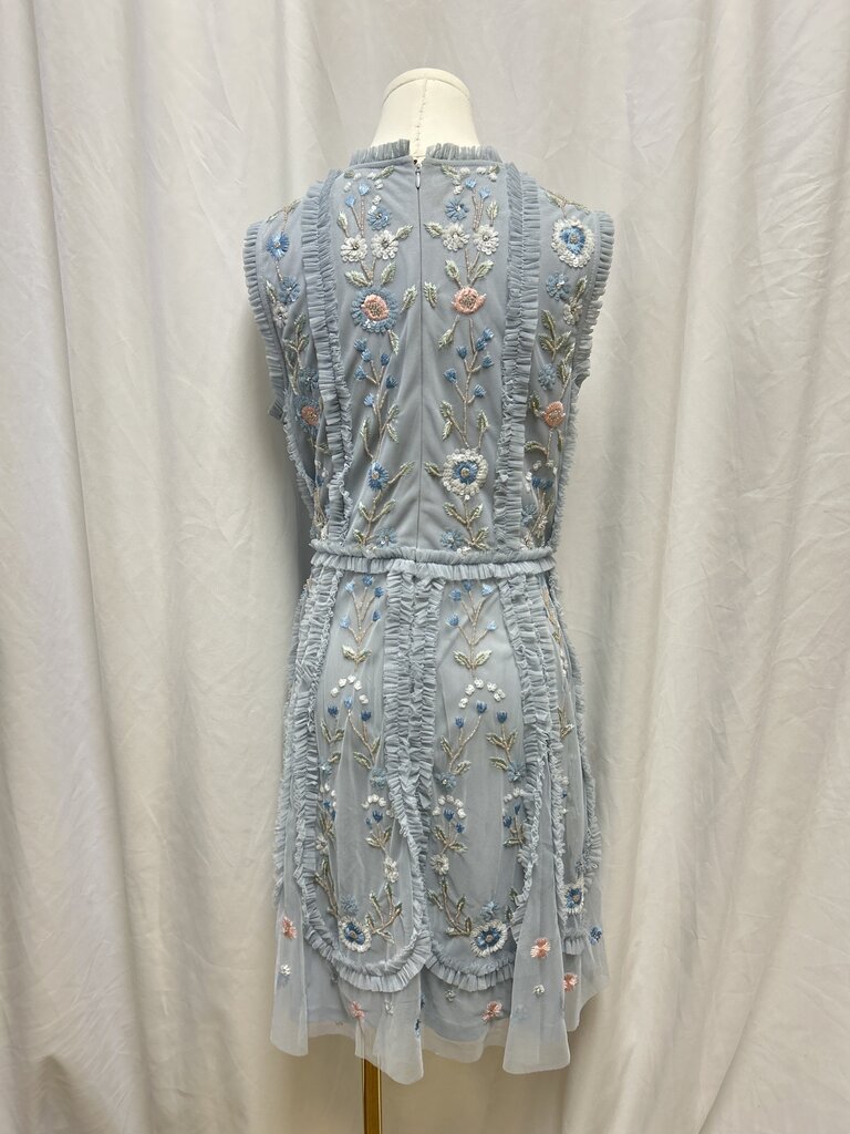 Mac Duggal Floral Embroidered and Beaded Mid Length Dress