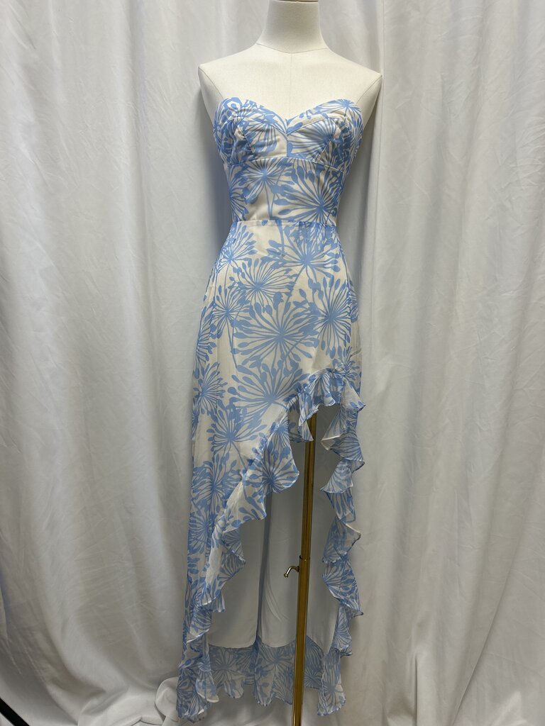Amanda Uprichard Floral Ruffle Strapless Dress