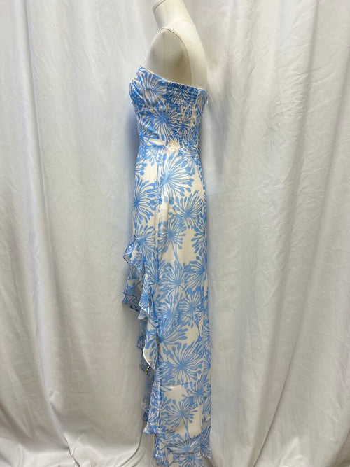 Amanda Uprichard Floral Ruffle Strapless Dress