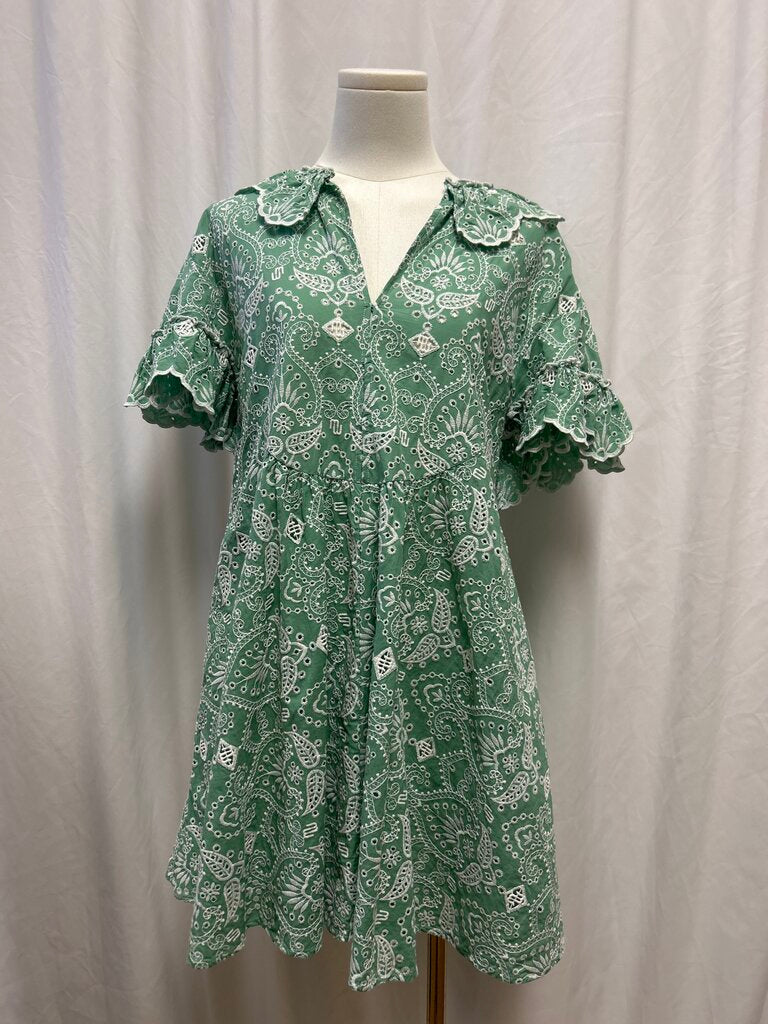 Maje Paisley Print Eyelet Mini Dress