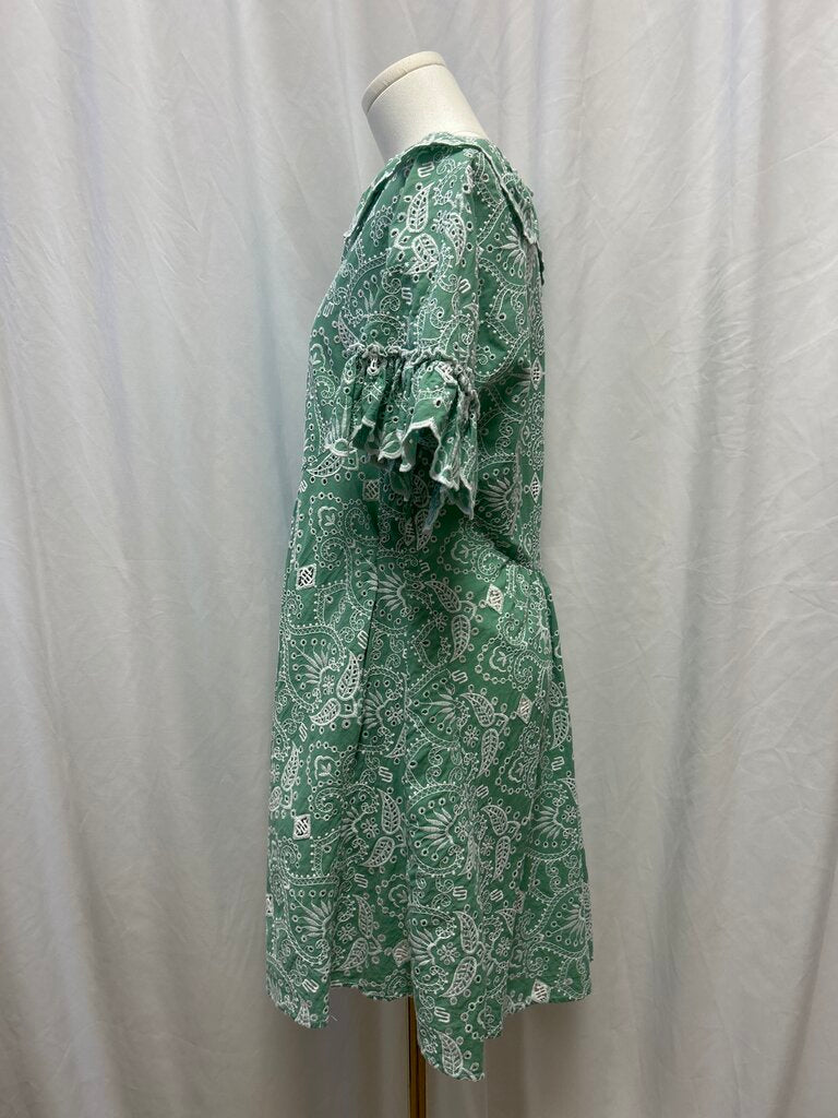 Maje Paisley Print Eyelet Mini Dress