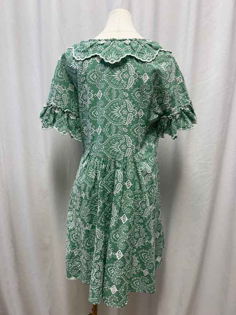 Maje Paisley Print Eyelet Mini Dress