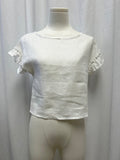 CJ Laing White Linen Short Sleeve Top