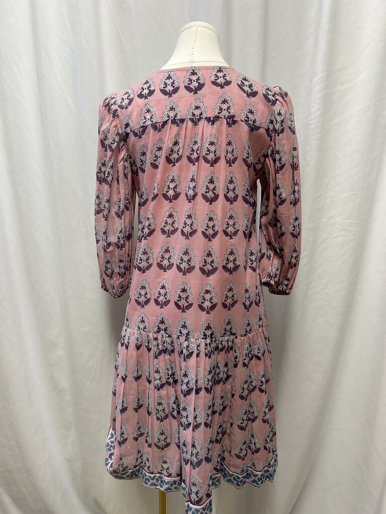 Oliphant Pink Floral Drop Waist Dress