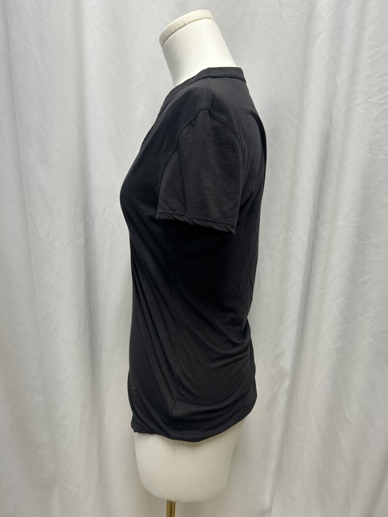 James Perse Black Button V-Neck Tee