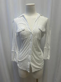 James Perse White Button Up Long Sleeve Tee