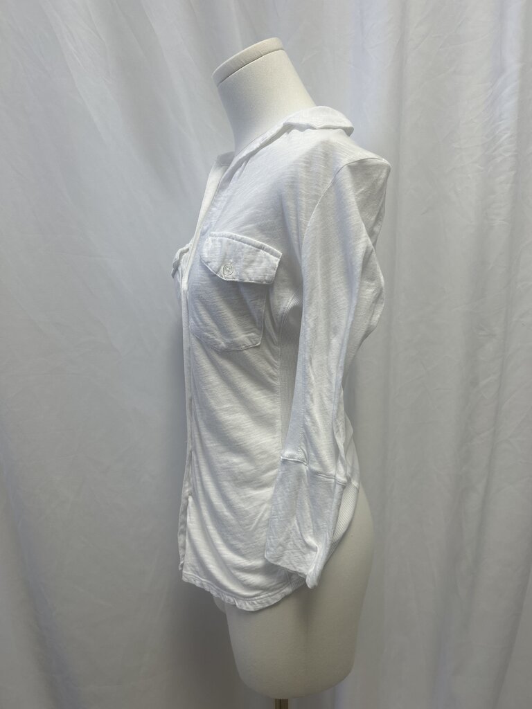 James Perse White Button Up Long Sleeve Tee