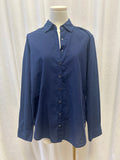 Navy Oversize Long Sleeve Button Up