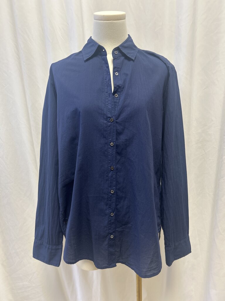 Xirena Navy Oversize Long Sleeve Button Up