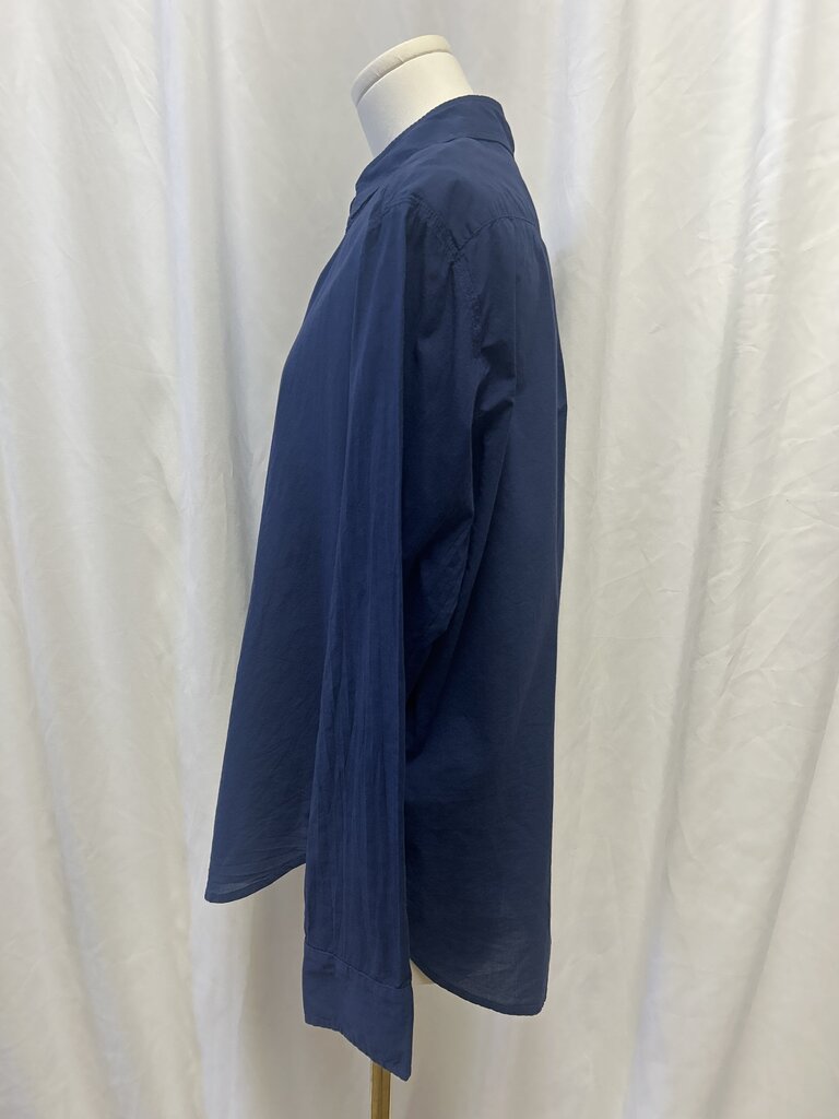 Navy Oversize Long Sleeve Button Up