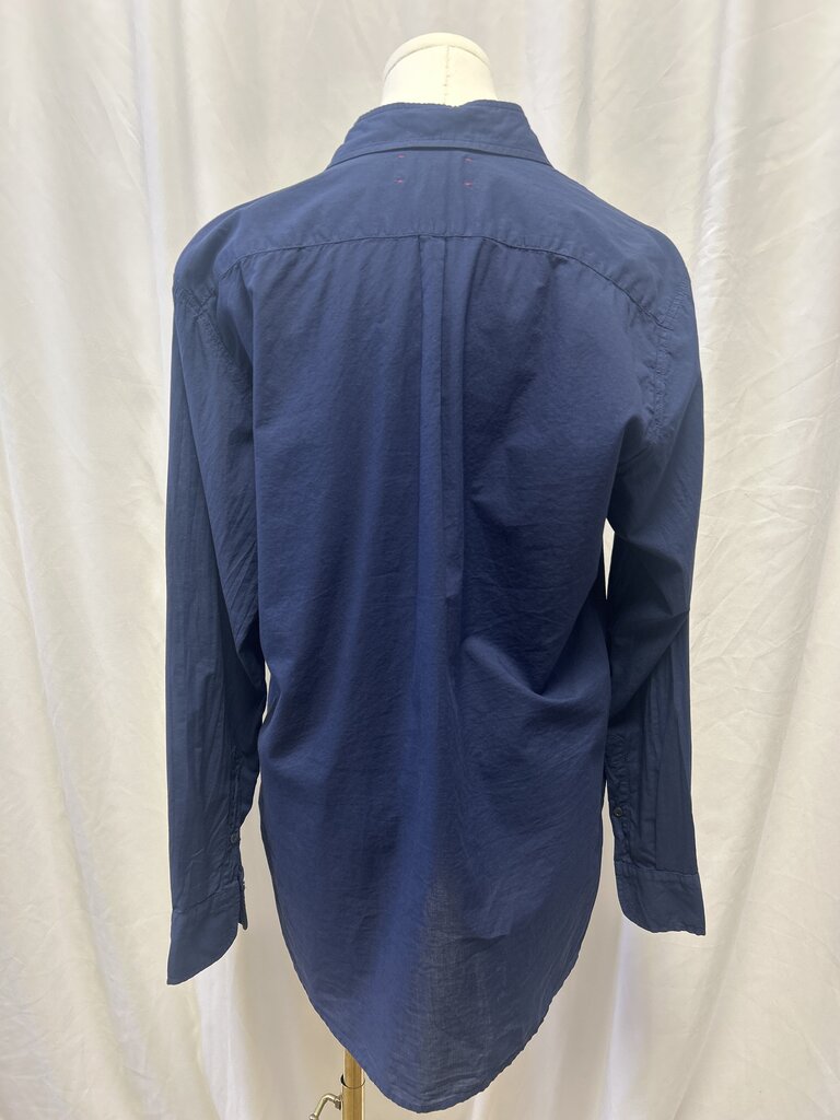Navy Oversize Long Sleeve Button Up
