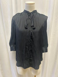 Zadig & Voltaire Black Three-Quarter Sleeve Tie Button Up