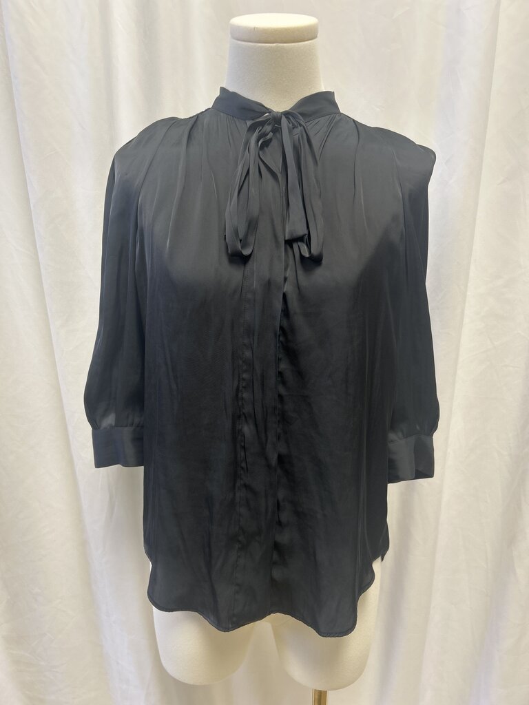 Zadig & Voltaire Black Three-Quarter Sleeve Tie Button Up