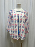 Oliphant White Floral Sheer V-Neck Top