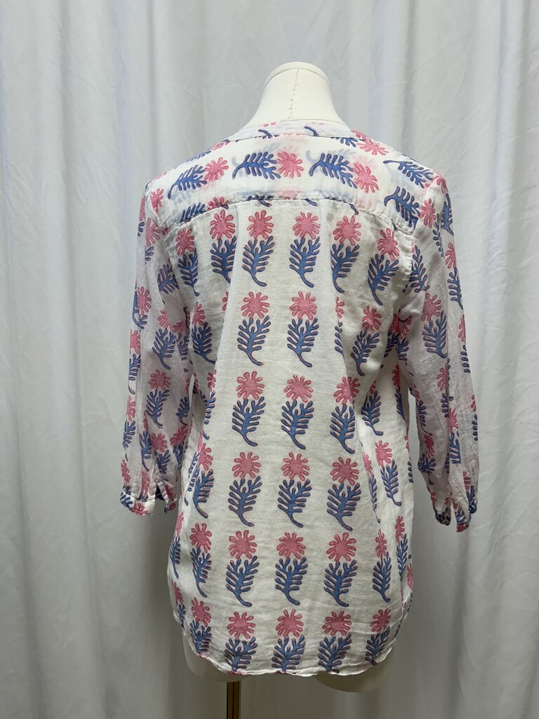 White Floral Sheer V-Neck Top
