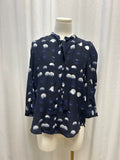 Black Patterned Three Quarter Sleeve Tie Button Up