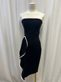 Alexis Black Strapless Dress w/White Pom Trim