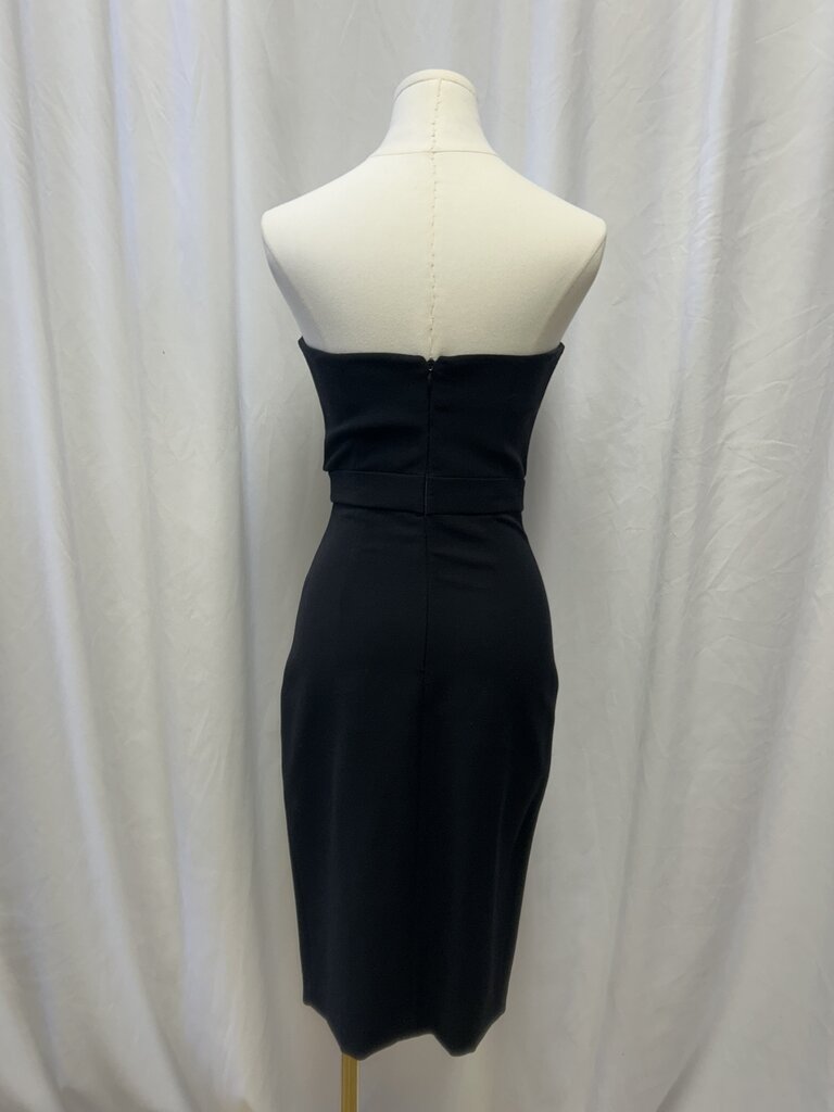 Alexis Black Strapless Dress w/White Pom Trim