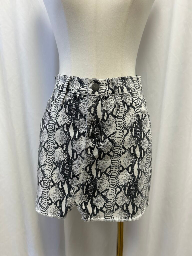 Frame Animal Print Mini Jean Skirt