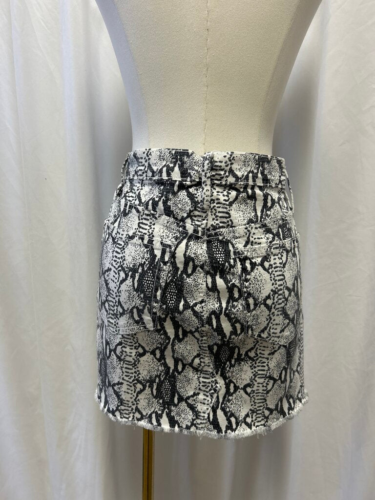 Frame Animal Print Mini Jean Skirt