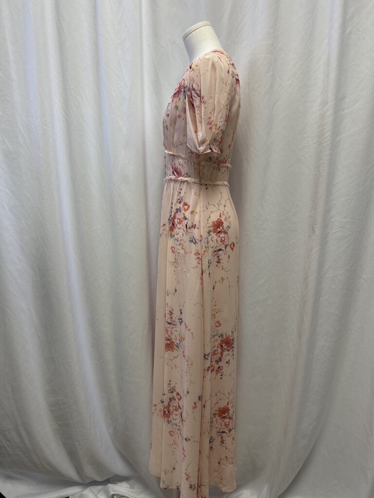 LoveShackFancy Short Sleeve V-Neck Floral Maxi Dress