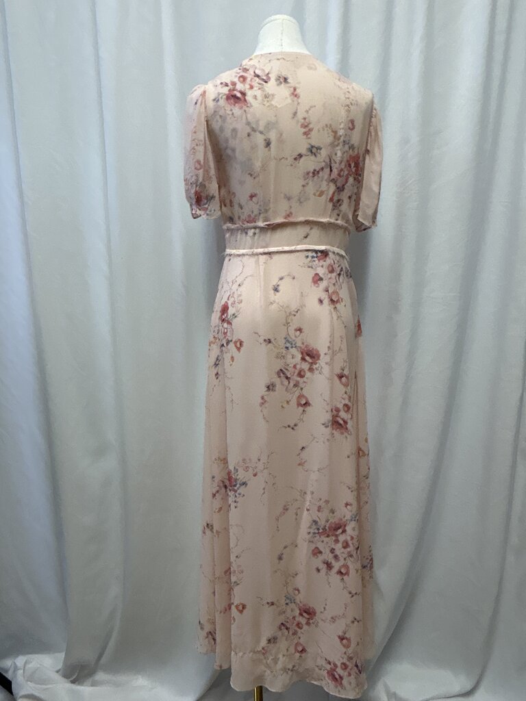 LoveShackFancy Short Sleeve V-Neck Floral Maxi Dress