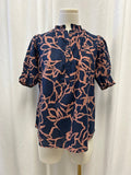 Navy Floral Short Sleeve Top