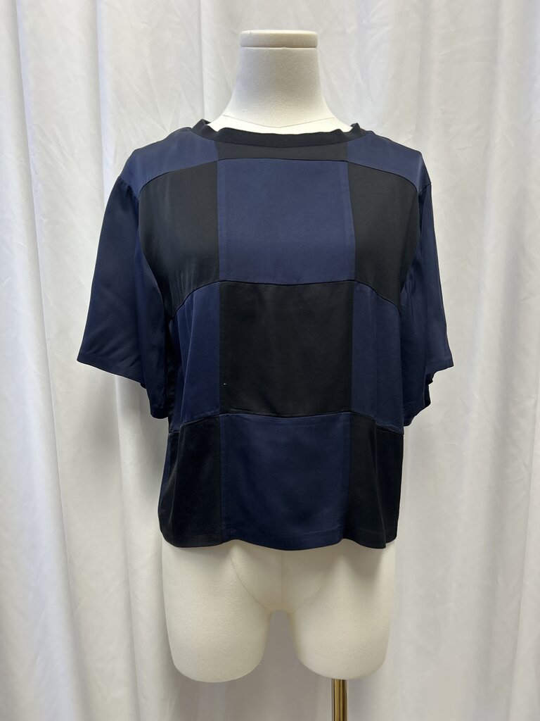 Navy/Black Boxy Silk Tee