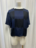 Navy/Black Boxy Silk Tee