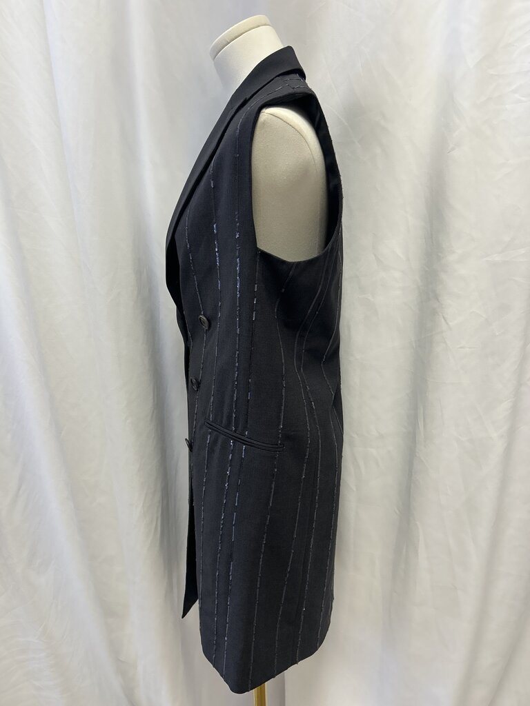 Brunello Cucinelli Virgin Wool Double Breasted Blazer Dress w/ Sequin Pinstripe