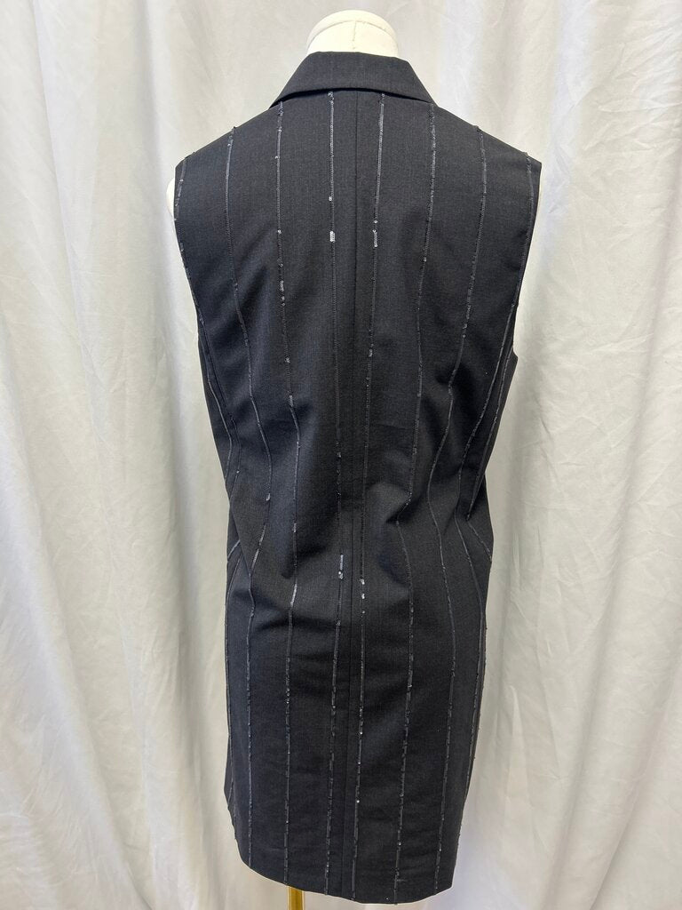 Brunello Cucinelli Virgin Wool Double Breasted Blazer Dress w/ Sequin Pinstripe