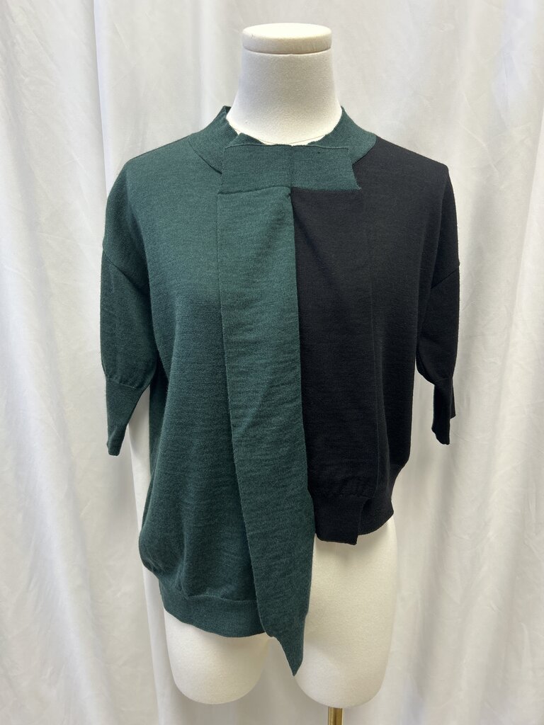 Marni Colorblock Asymmetrical Short Sleeve Sweater