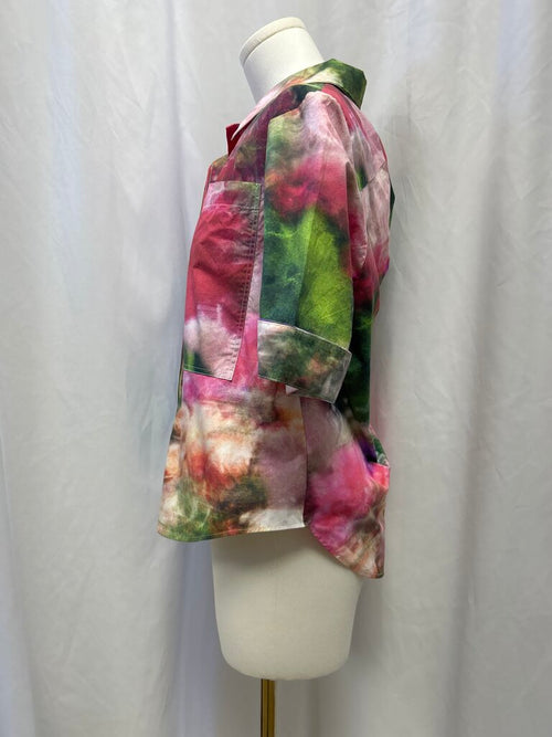 Adam Lippes Abstract Printed Short Sleeve Blouse