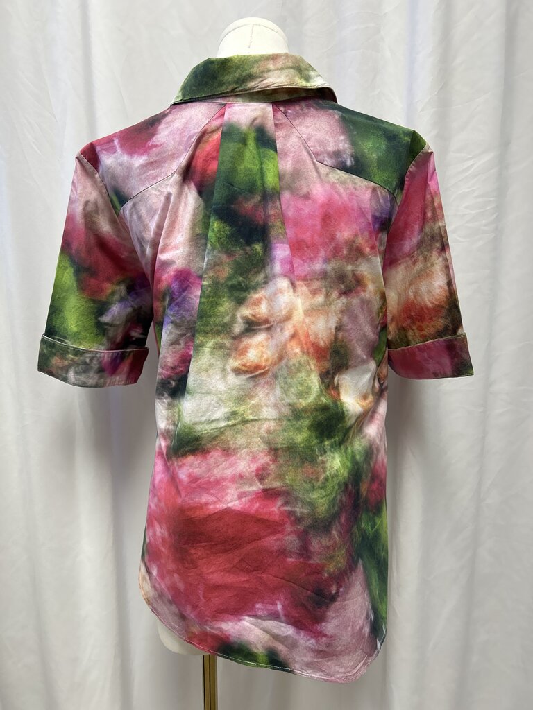 Adam Lippes Abstract Printed Short Sleeve Blouse